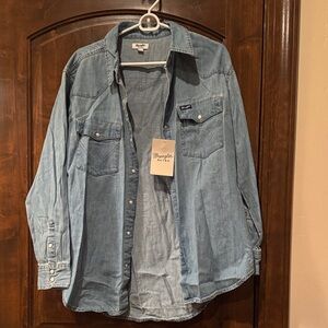 Wrangler Light Blue Denim Button-Up Shirt